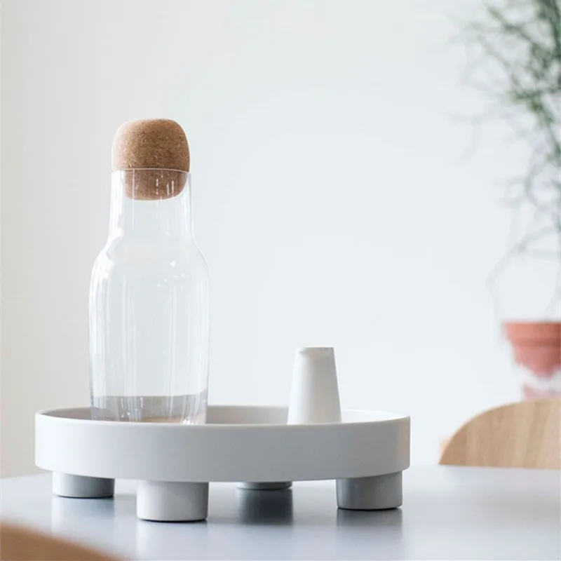 Cutelife Ins Nordic Plastic Round Storage Tray Tableware White Ring Decorative Jewelry Desktop Wedding Kitchen Serving | Дом и сад