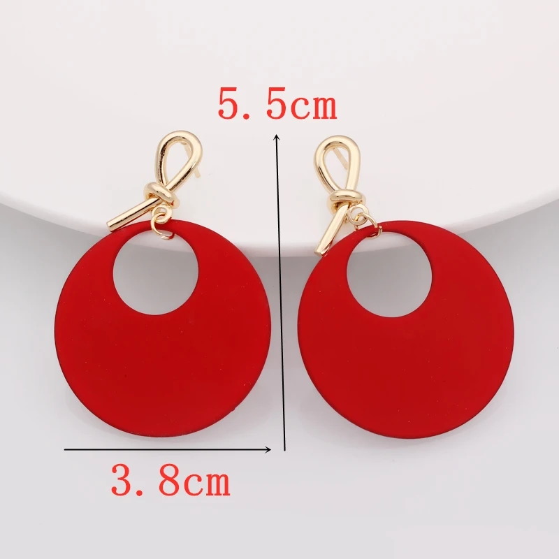 Женские круглые серьги с бантом модные геометрические металлические подвески