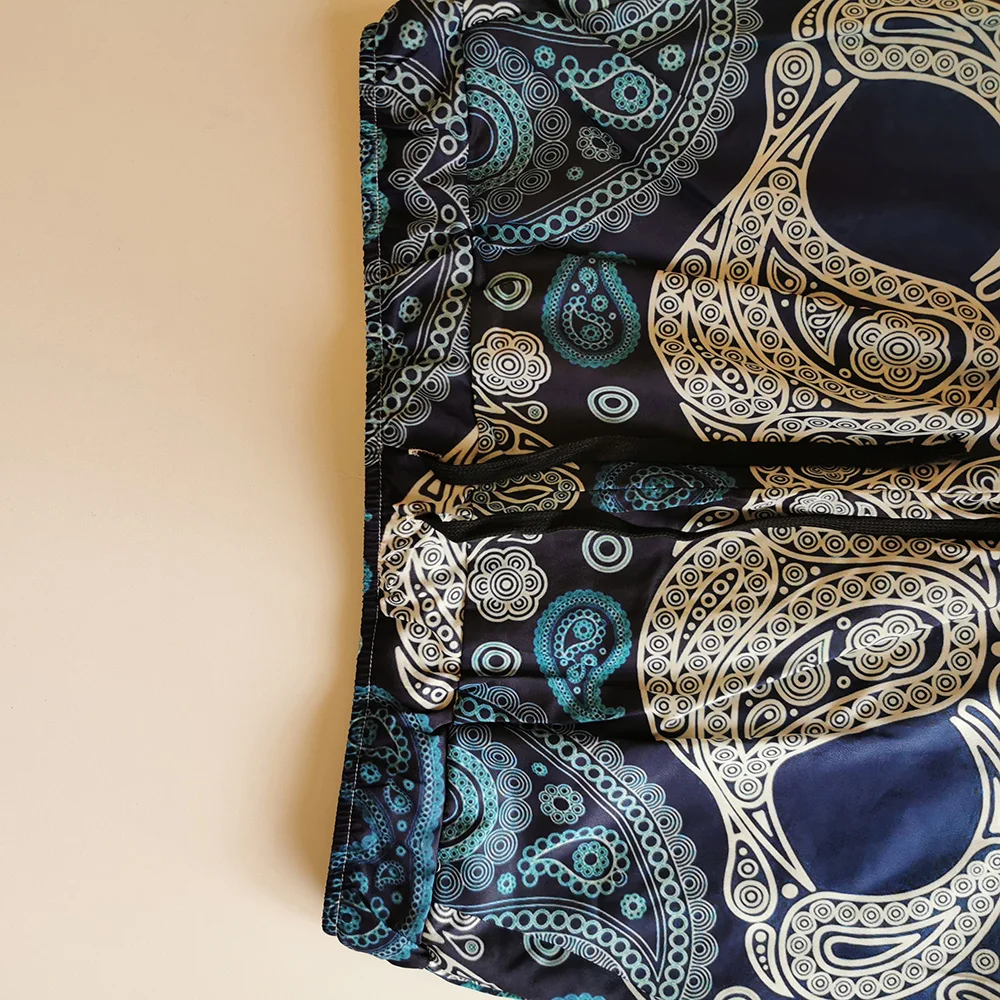 

Men's Pants 2021 Summer New Casual All-match Loose Print Stitching Pockets Straight Elastic Waist Thin Shorts Beach For Men