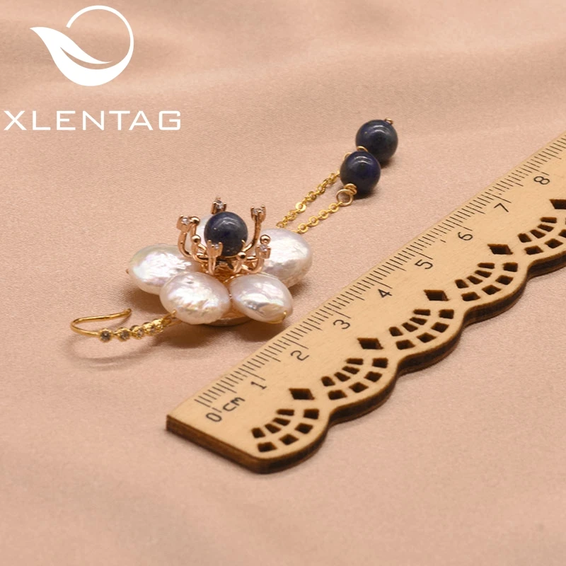 XlentAg ручной работы натуральная пресная вода жемчуг натуральный Natural серьги ювелирные изделия летние цветочные серьги Brincos GE0797