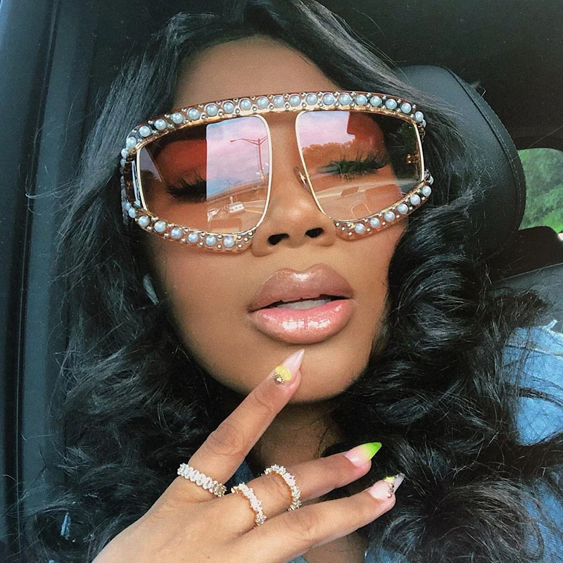 2018 Роскошные Жемчужные полусолнцезащитные очки мужские и женские брендовые