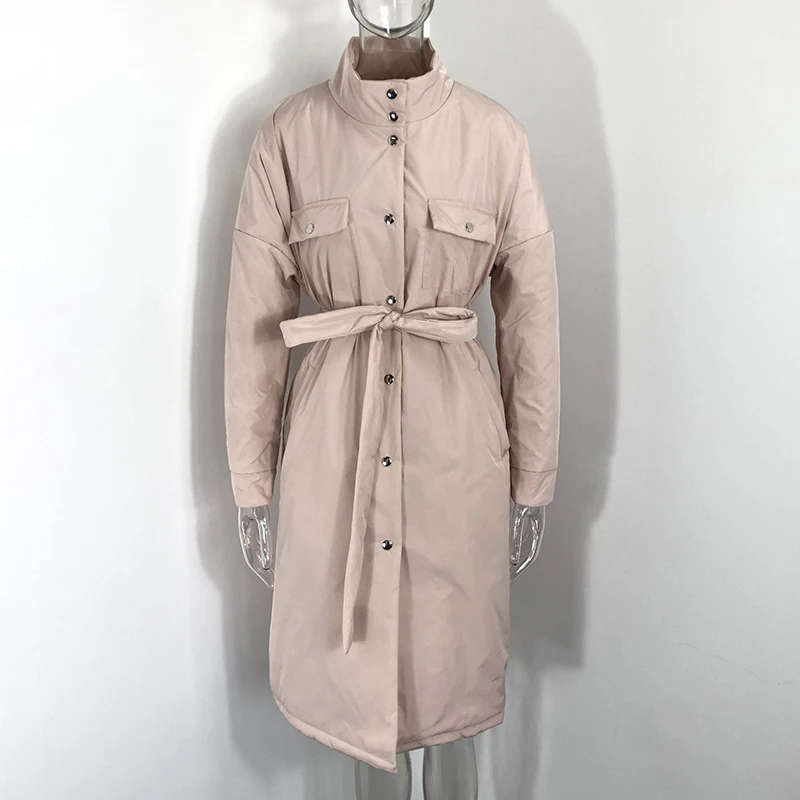 ZOEPO передними карманами парки для женщин со стоячим воротником модные LongCoat