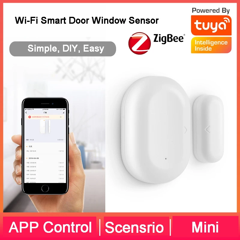 

Alexa Zigbee Supported Battery Operated Tuya Smart ZigBee 3.0 Door sensor Window Contact Sensor TUYA Smart Life Security System