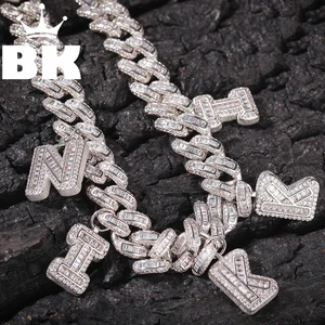 Цепочка из циркония MiamiCuban, 13 мм, с золотымсеребряным покрытием