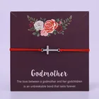 Крестной браслеты с крестообразной подвеской сердце регулируемые браслеты для матери и дочери 