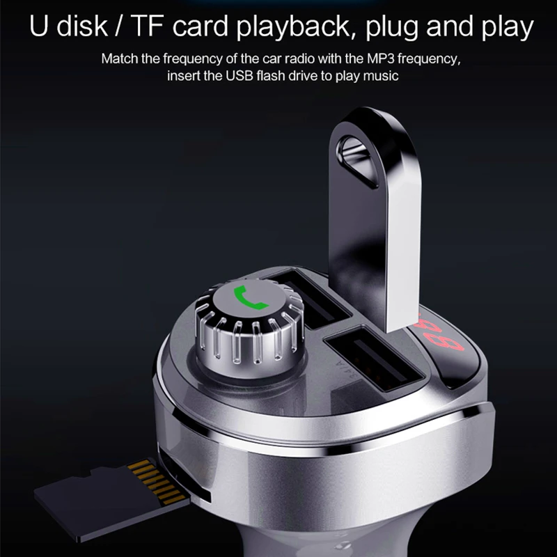 FM-трансмиттер автомобильный беспроводной Bluetooth радиомодулятор комплект 3 4 А