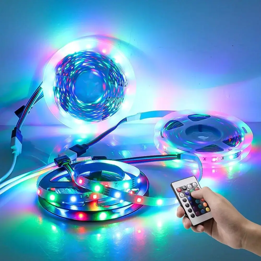 

LED Strip Light RGB 5050 Flexible Ribbon waterproof IR Remote Controller Tape Diode DC 12V Home Kitchen Living Room Decorative