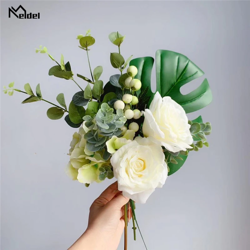 Свадебный букет Meldel букеты невесты искусственные розы Гортензия ягоды эвкалипт