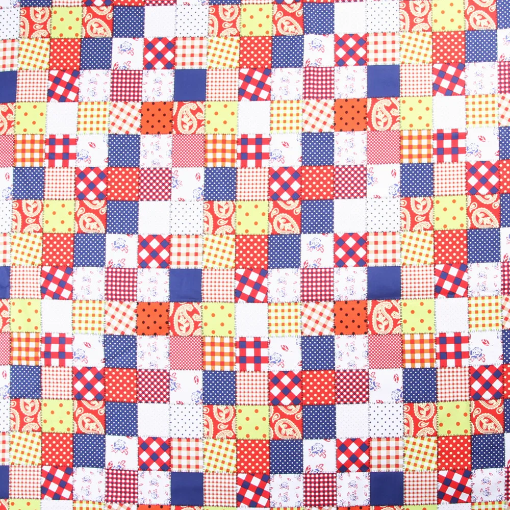 

New idyllic style handmade DIY cotton fabric multicolor stitching plaid printing fabric
