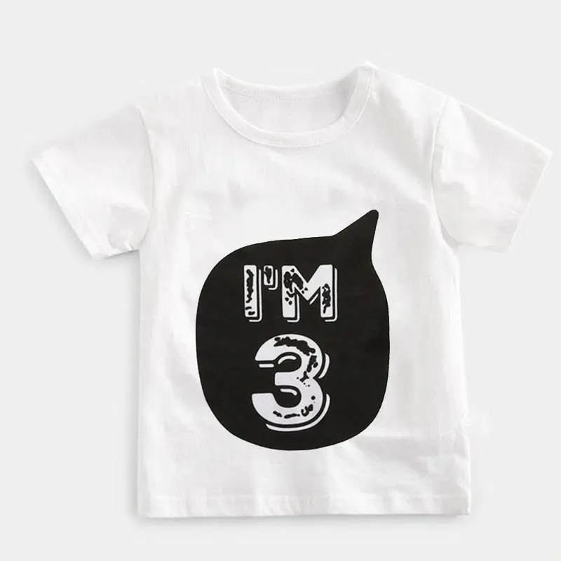 

2021 Happy Birthday Number Cool Print Baby Boys T-shirt Girls Clothes Children Funny T Shirt Fashion Kids Girl Tops Round Neck