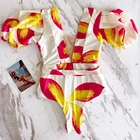 Новинка 2022, Цельный купальник, женский купальник, купальные костюмы с цветочным принтом, Летние Боди, пляжная одежда с пышными рукавами, монокини для женщин