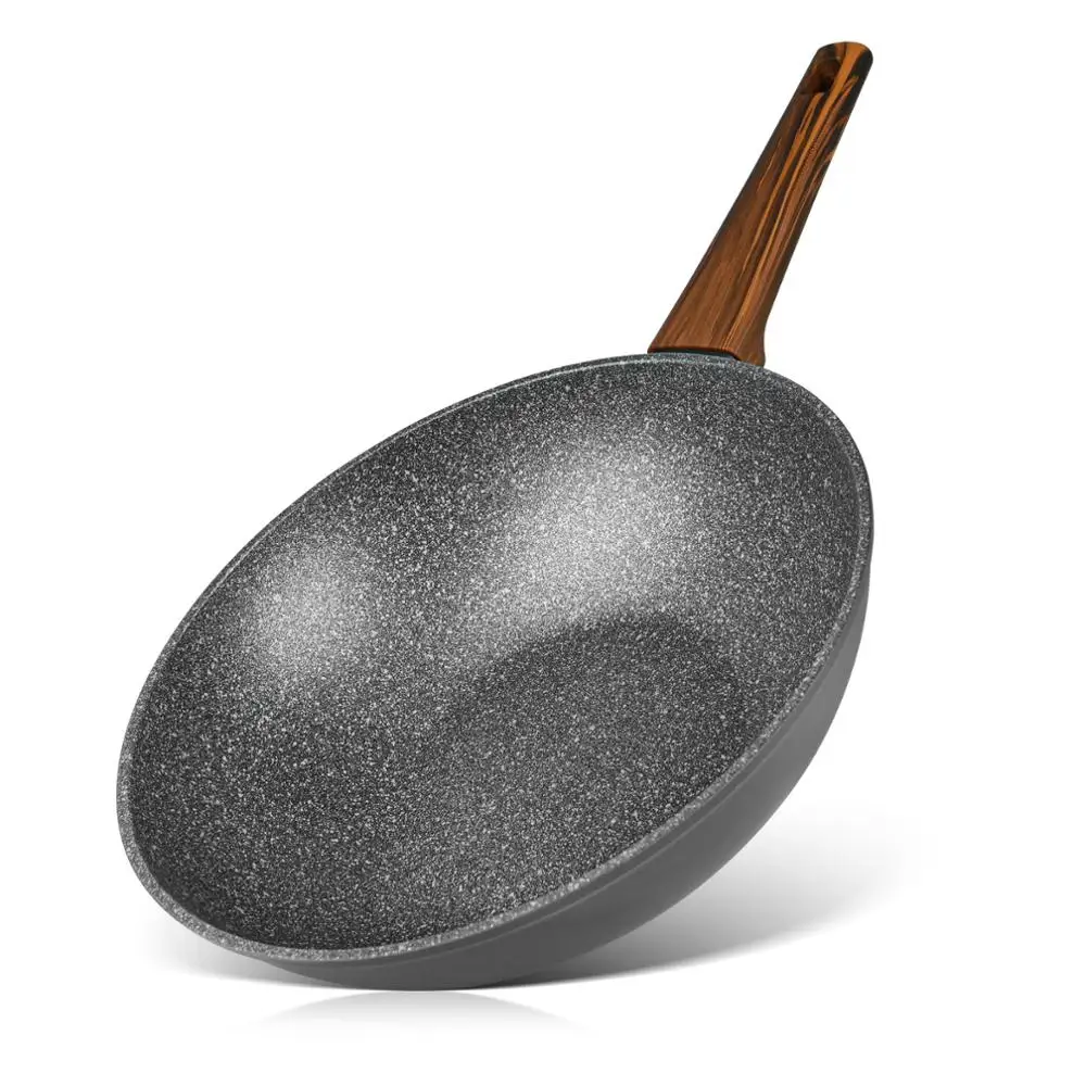 Кастрюля для вок серии FISSMAN CAPELLA с черным мраморным покрытием индукционная