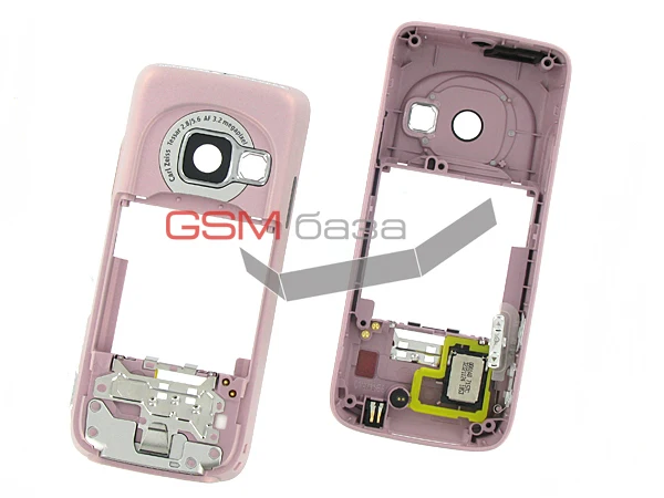 Nokia N73 Средняя часть корпуса в сборе с динамиком (цвет Pink) Оригинал|Корпусы и рамки