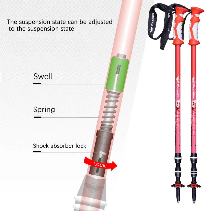 Тройная палка из алюминиевого сплава с прямой ручкой демпфирующая 65 135