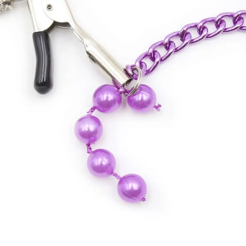 Длинная металлическая цепочка для груди ниппель клипа зажим с фиолетовыми