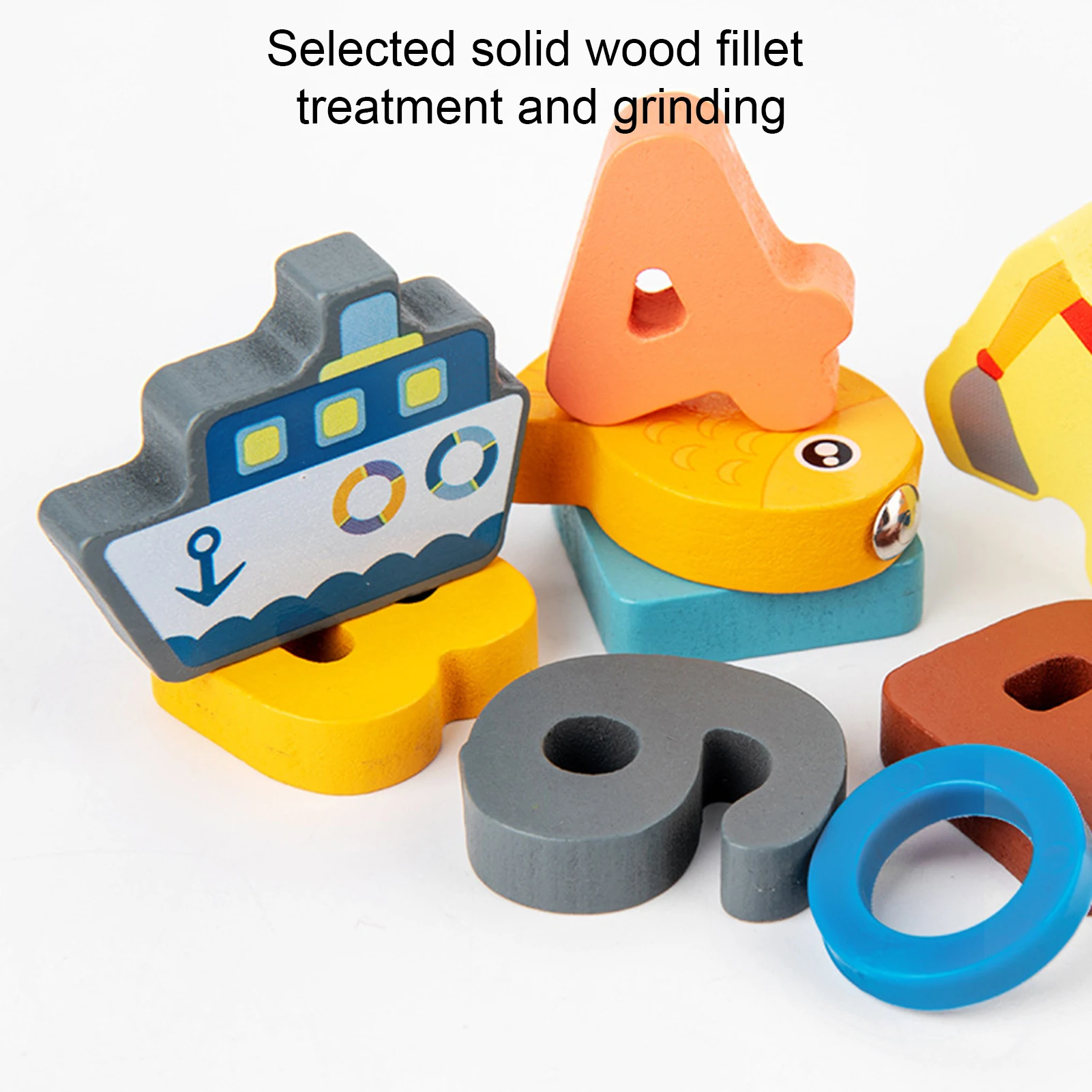 

Wooden Numbers Letters Puzzle Building Blocks Counting Game Kids Educational Toy