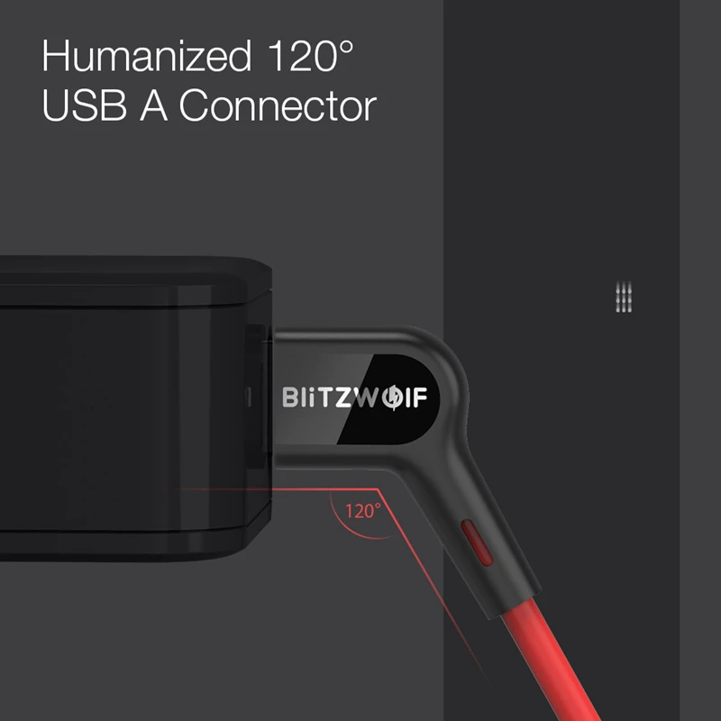 Blitzwolf BW-AC1 USB A к type C 3A зарядный кабель для передачи данных 90 ° под прямым углом для samsung Xiaomi HUAWEI играя в игры для мобильных телефонов