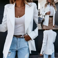 office lady autumn solid color long sleeve one button slim blazer suit jacket autumn fashion blazer and jackets office work suit