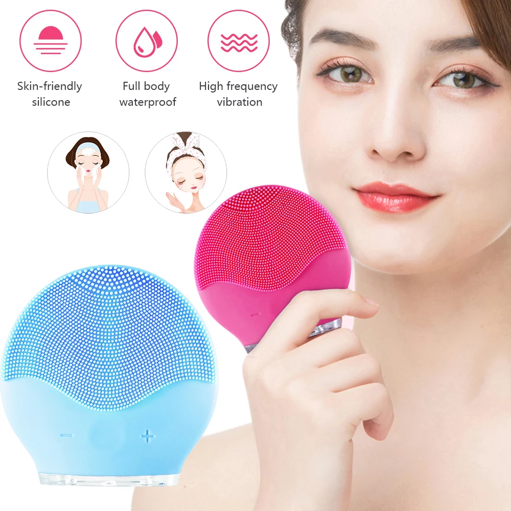 Очищающая щетка для лица Facial Cleanser Washing Brushes Face Cleaning Brush Electric Mini Waterproof Silicone Clean on