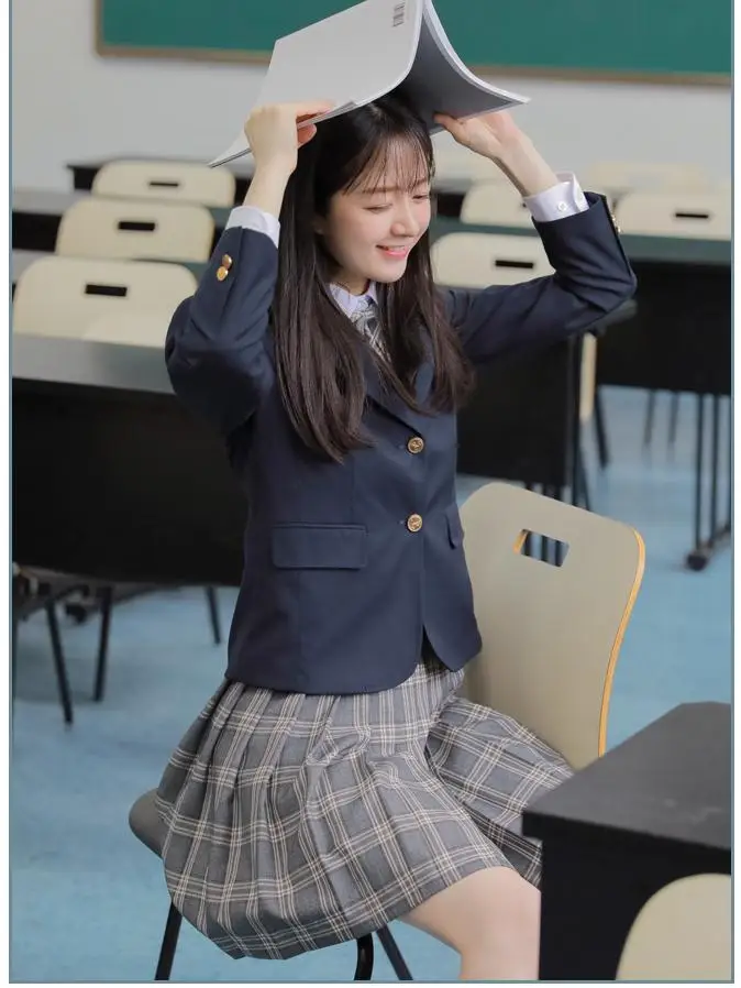 Новейшая школьная форма для девушек Женская темно-синяя Матросская одежда