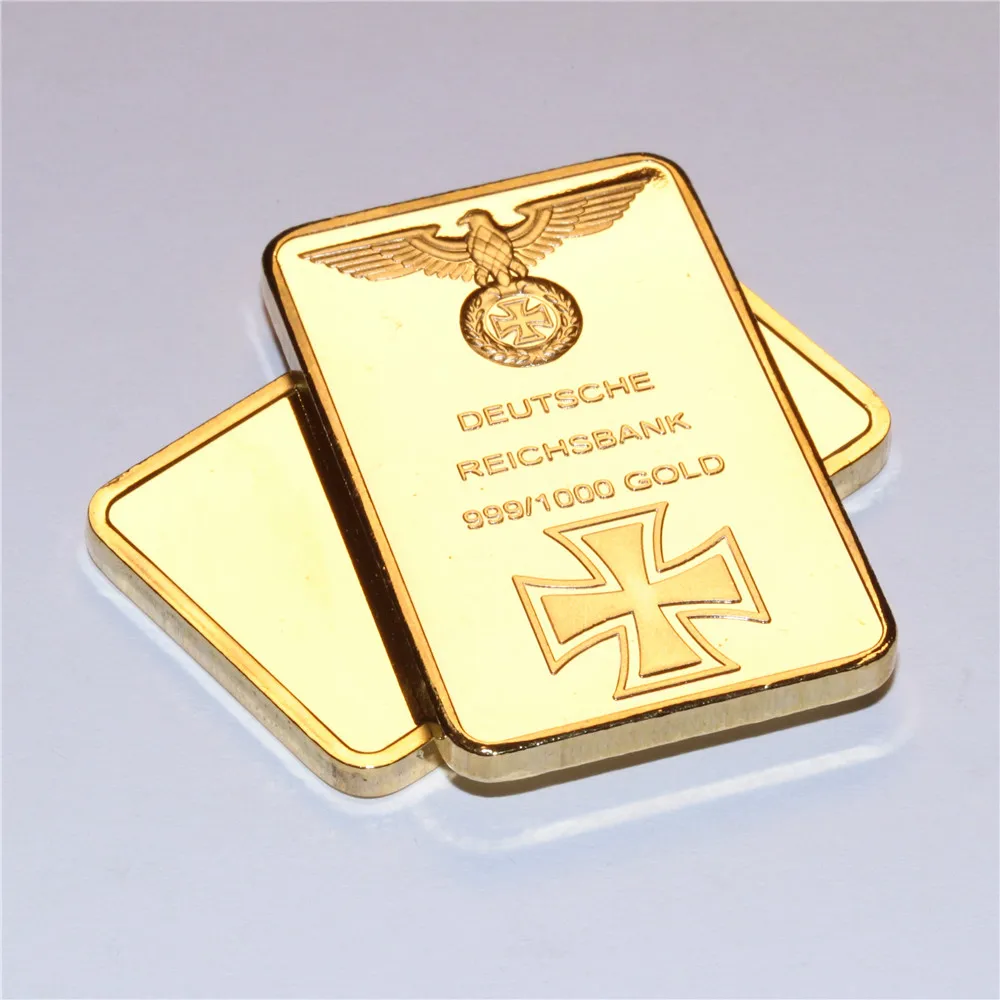 Немецкая Рейхсбанка 1 унция позолоченный бар подача заявки на немецкий Железный