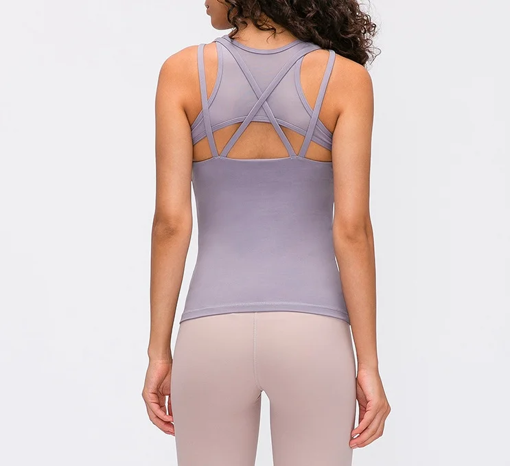 

Women Yoga Gym Top Bra One piece Fitness Sleeveless Nude Comfortable Fabric