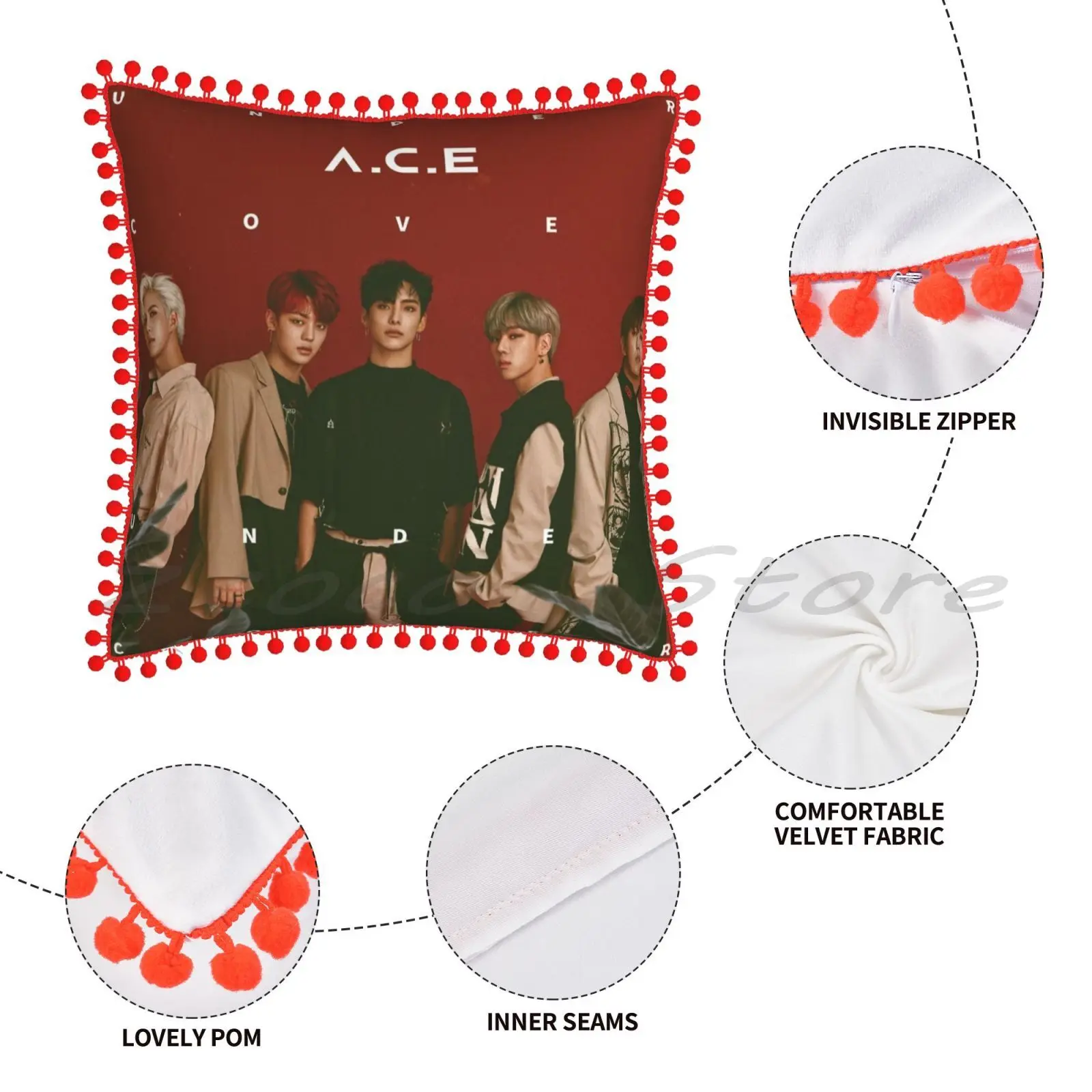 Подушка с индивидуальным дизайном из мягкой льняной бархатистой ткани с комфортным наполнителем "АСЕ" К-поп Парк Чжунхи Ли Донхун Воу Ким он.