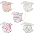 10 шт., одноразовые маски для лица с цветочным принтом