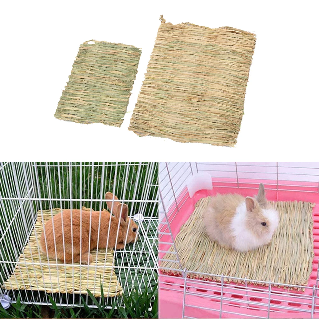 

Соломенная кровать из тканой травы, малая клетка для животных, коврик для жевательной игрушки для кроликов, кроликов, морских попугаев, хомя...
