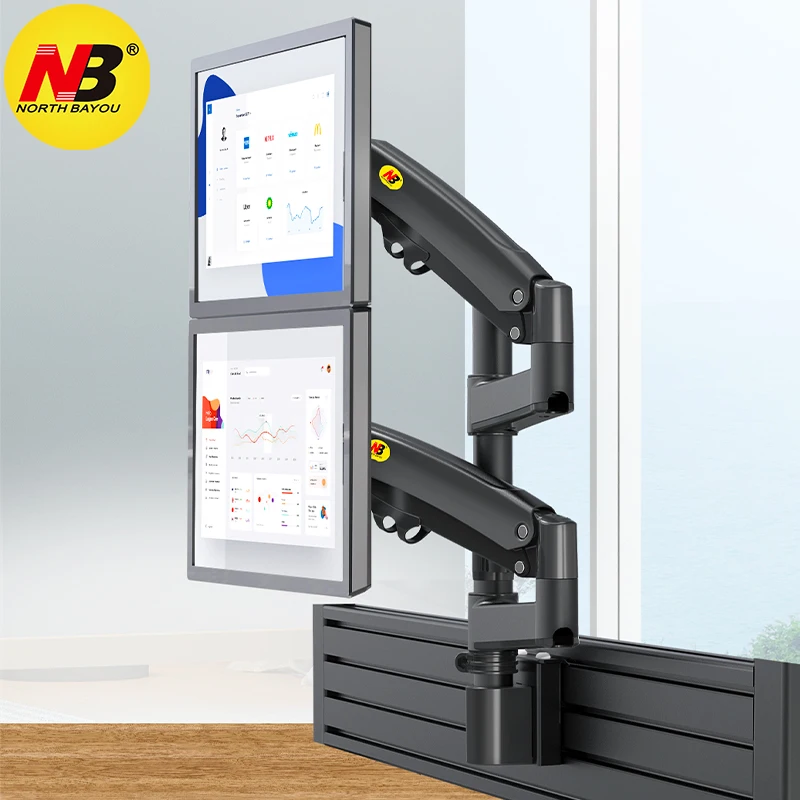 

NB M80 Dual Monitor Holder Ergonomic 22-32" LCD LED Screen Slot Mount Bracket Load 2-12kgs Each Arm