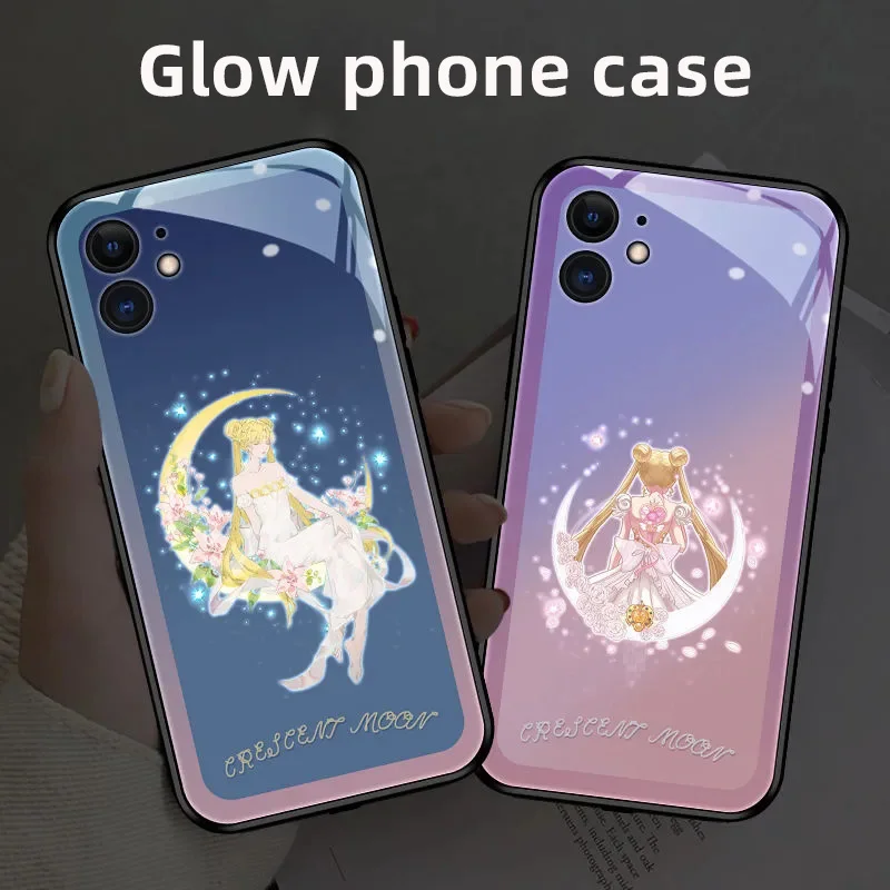 

Светящийся чехол для телефона с красивой девушкой для iphone 13 12 11Pro 13 Mini XS Max 12Pro XR SE7 8 Plus, светящийся защитный чехол