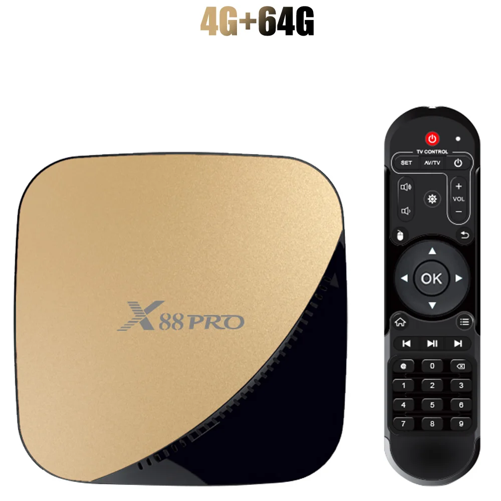 X88 PRO tv Box Android 9,0 4 Гб 4 к ТВ-приставка ram 64 ГБ 32 ГБ Google голосовой помощник Rockchip RK3318 четырехъядерный Wifi Youtube 4K - Цвет: Golden 4G X 64G