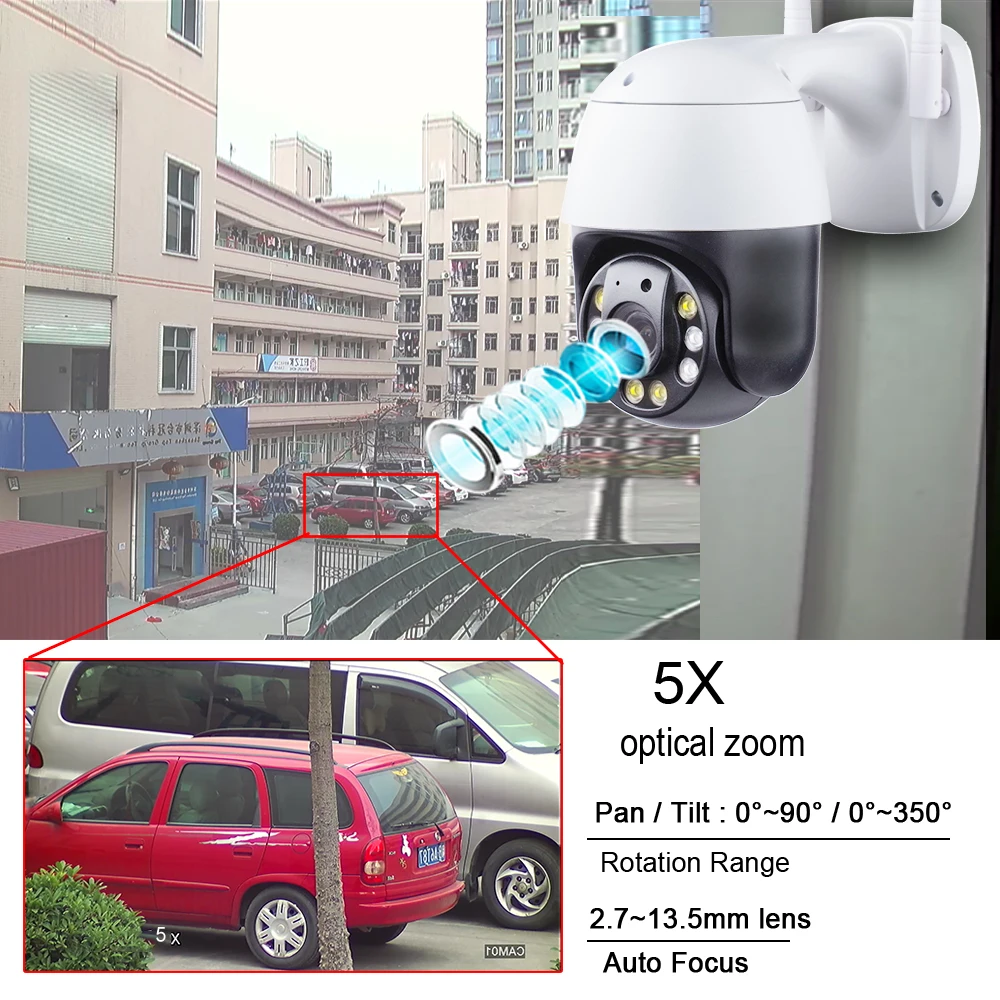 IP-камера Smart 2 5 мини-Купол PTZ дюйма 1080P МП 3 Мп двустороннее аудио ИК 50 м