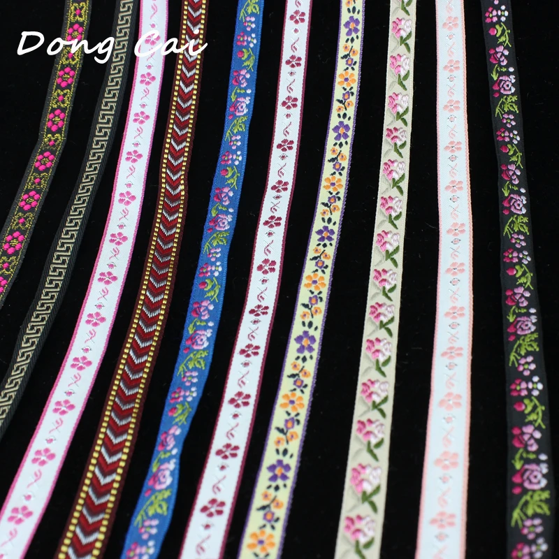 10 ярдов мм широкая кружевная ткань цветная Цветочная вышитая отделка лента