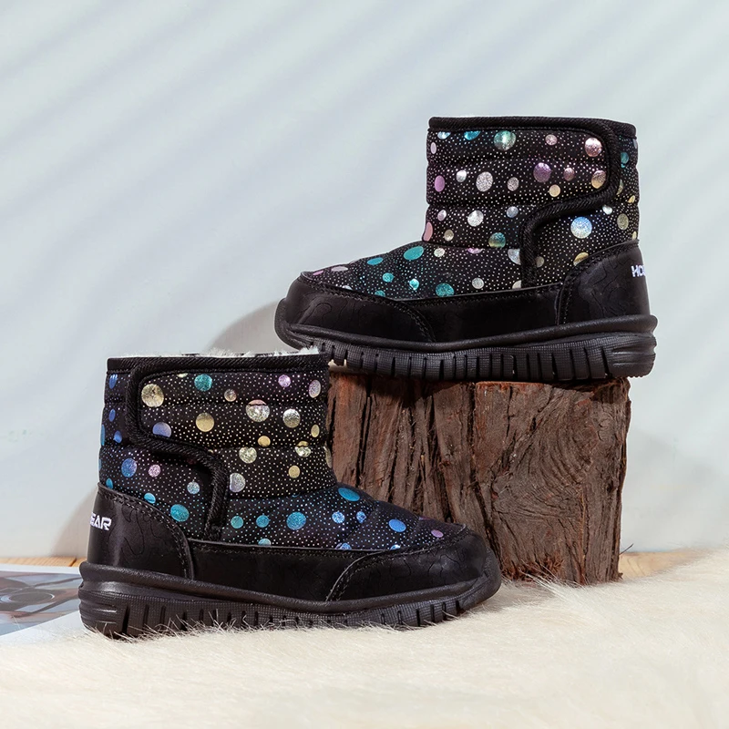 Zapatos de algod&oacute;n puro para ni&ntilde;a, botines informales c&aacute;lidos de terciopelo, botas de nieve antideslizantes suaves y c&oacute;modas para actividades al aire libre, Invierno-1