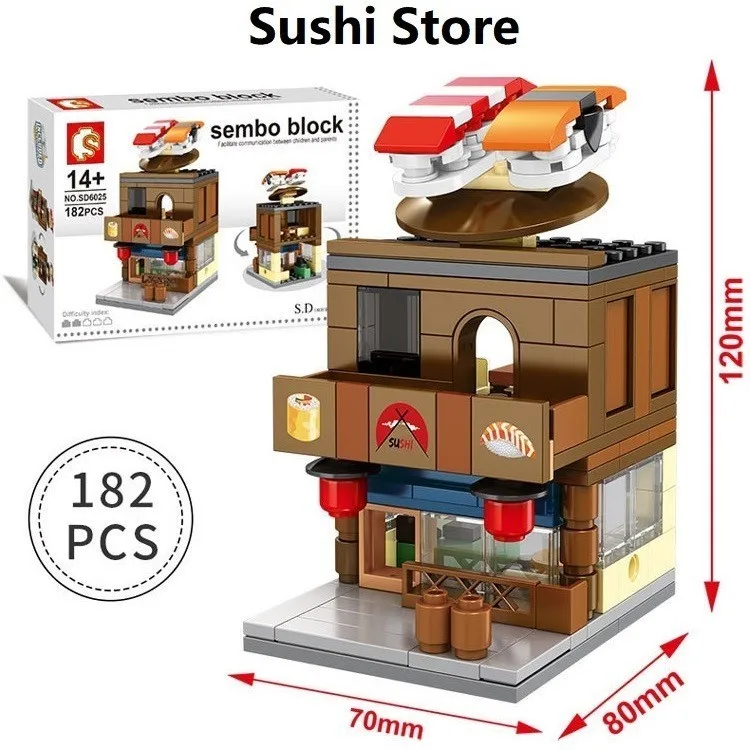 

Toy Blocks Architecture Mini Street View Building Blocks Children Assembling DIY Mini Store Brick Figures Toys For Children