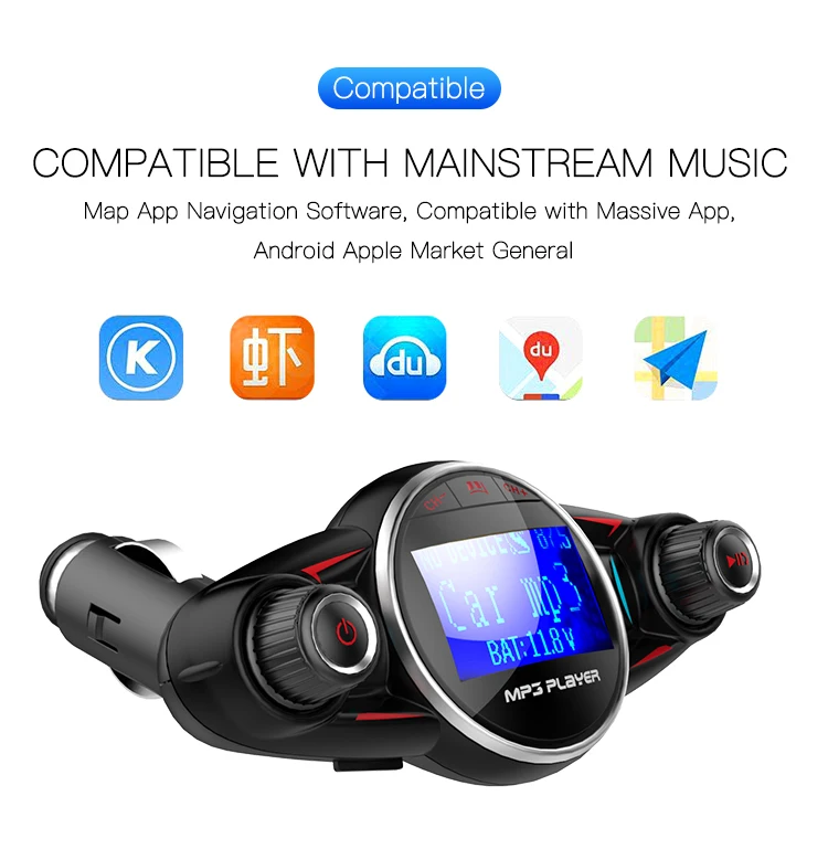 Автомобильный MP3-плеер Bluetooth 4,0 fm-передатчик аудио беспроводной автомобильный комплект поддержка 2.1A зарядка 2USB светодиодный дисплей AUX аудио вход выход