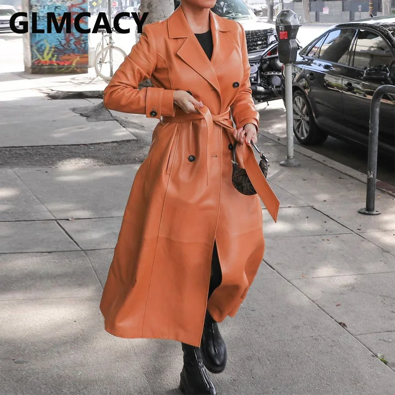 

Women Long Sleeve Notched Lapel Windbreaker Fall Winter Elegant Long Coat