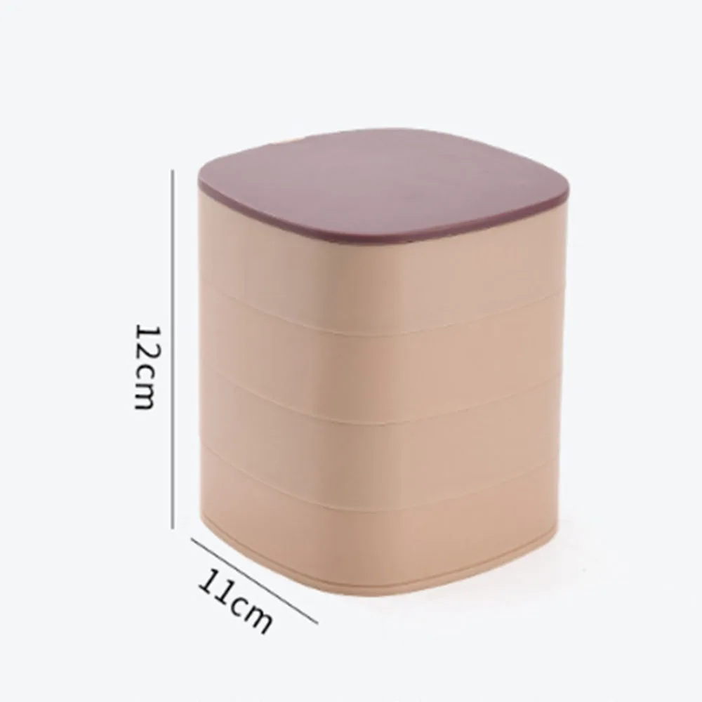 

360 Degree Rotation with Mirror Four-layer Jewelry Small Parts Debris Dust-proof Storage Box 2021 Popular