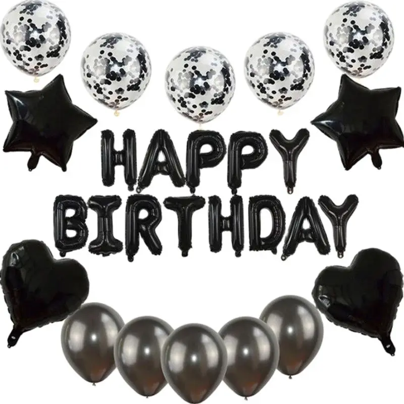 

Letter Ballons 1 Set Of Black Aluminum Foil Balloons Birthday Party Decorations Baby Shower Boy/Girl Toy Ball