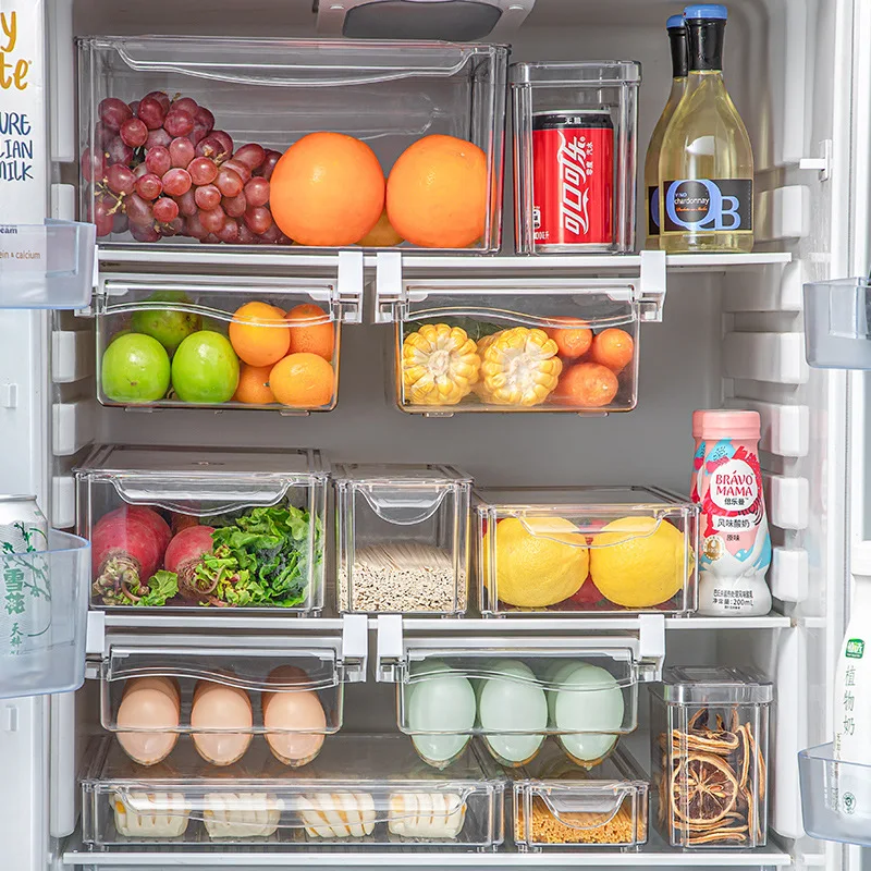 Vegatable Freezer Storage Bins Drawer Refrigerator Storage Box Stackable Fridge Organizer for Kitchen Pantry Cabinet Fruit  - buy with discount