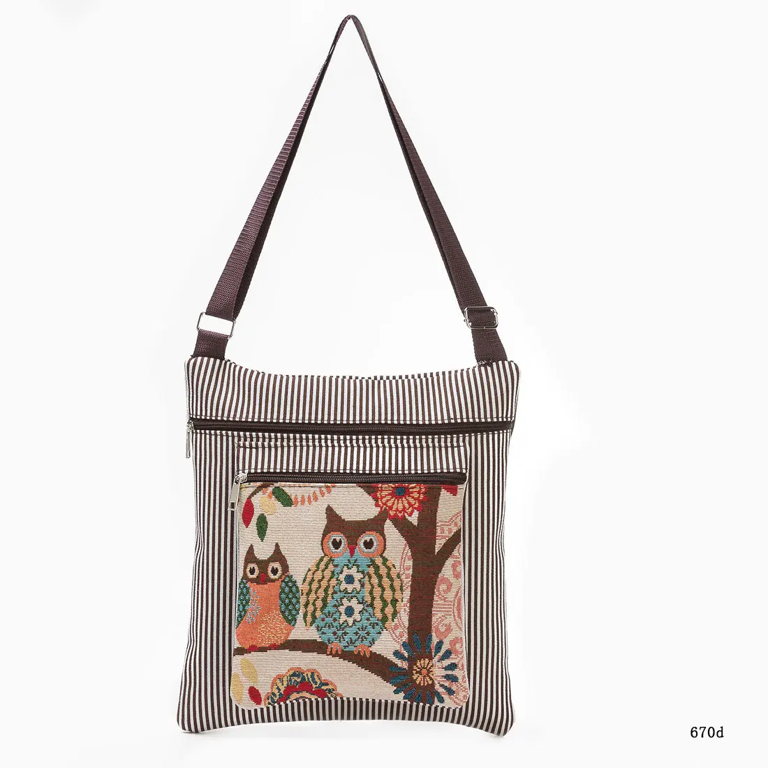 

Embroidered women's shoulder handbag Embroidered owl crossbody bag Fashion Striped messenger bags