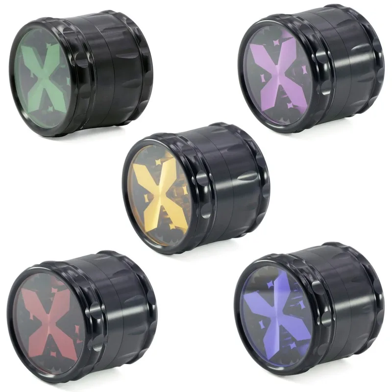 

63MM Alloy Metal 4-layer Smoking Tobacco Grinder Chamfering Cross Window Style Herb Smoke Grinder Durable Weed Pipe Accessories