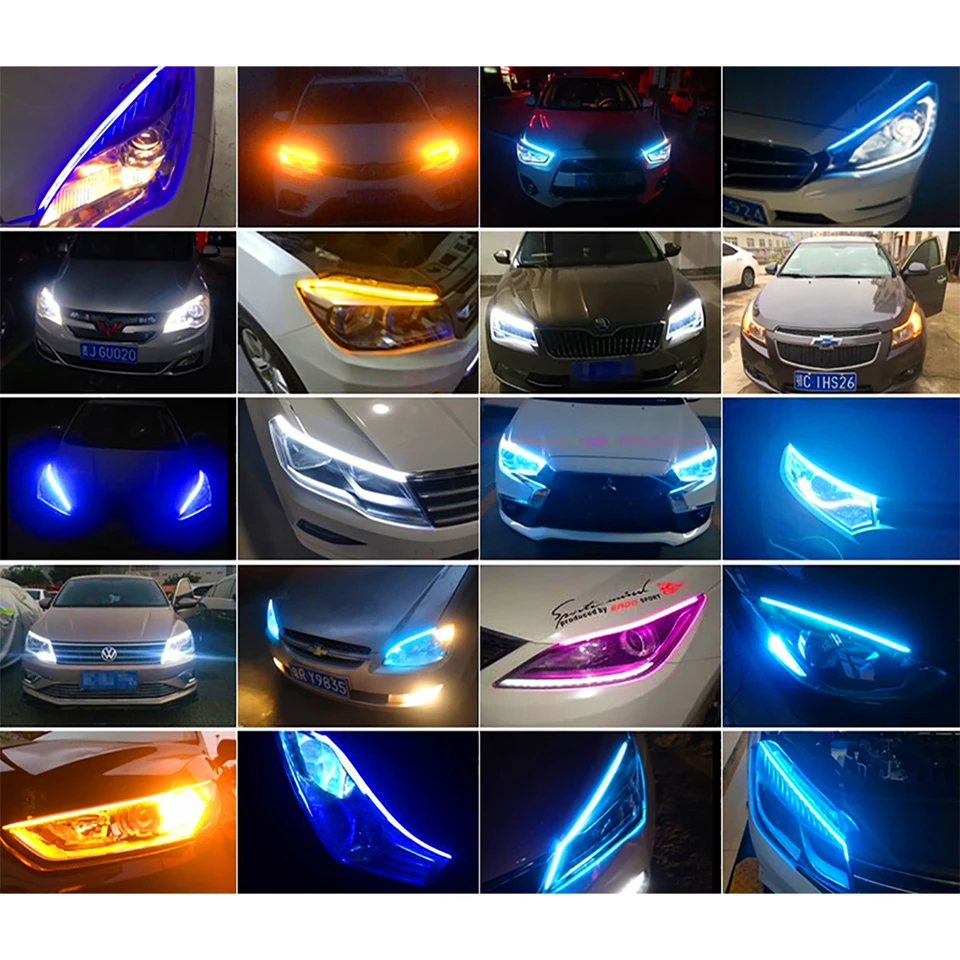 

2x 2021 Newest Start-Scan LED Car DRL Daytime Running Lights Auto Flowing Turn Signal Guide Thin Strip Lamp Styling Accessories