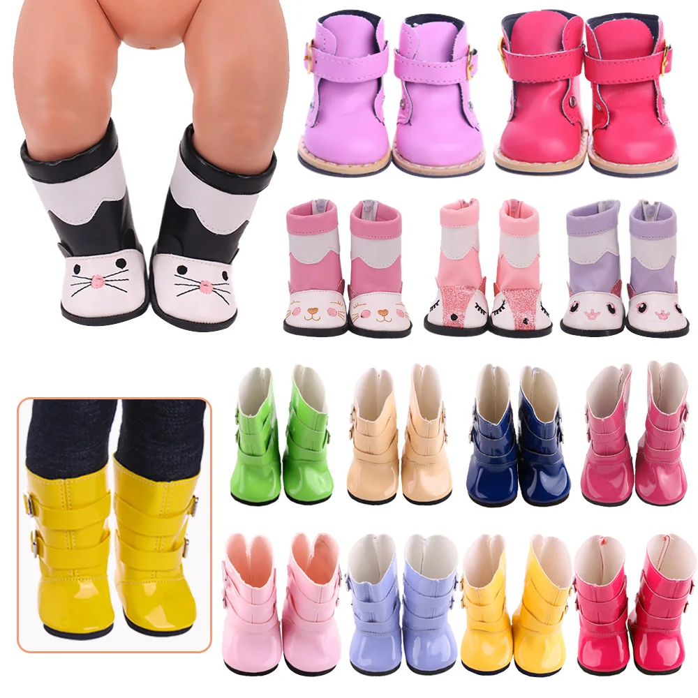 

Модные кожаные ботинки 2021, подходят для кукол новорожденных 43 см/18 дюймов, милые маленькие искусственные, резиновые ботинки и аксессуары дл...