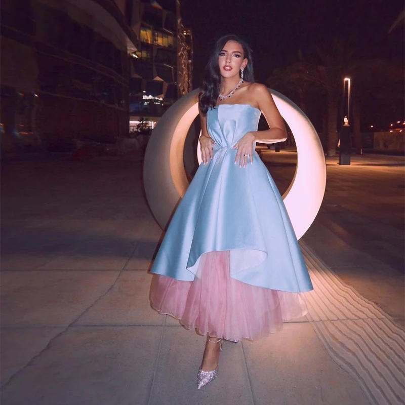 

Высококачественные элегантные платья для выпускного вечера без бретелек, без рукавов, атласное и Тюлевое бальное платье, женские вечерние ...