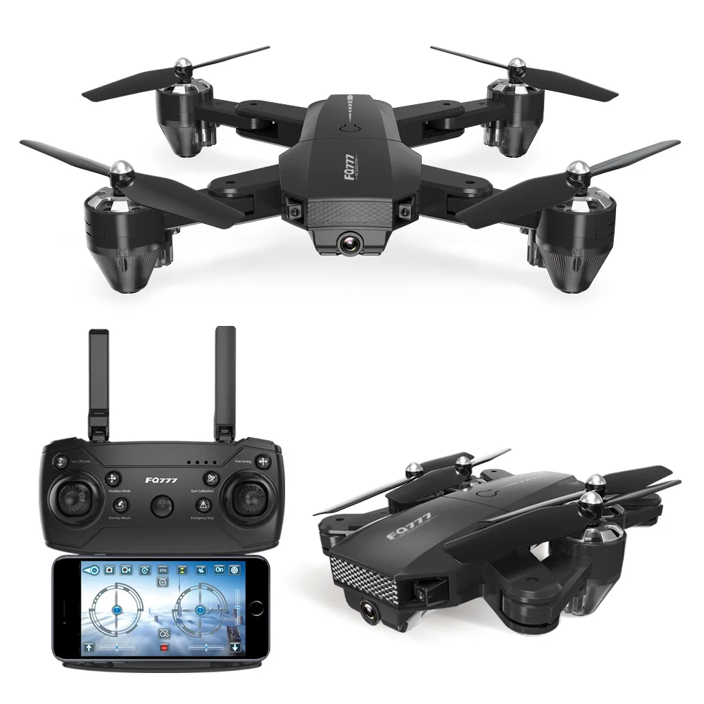 black No Camera Радиоуправляемый Дрон FQ777 FQ35 Квадрокоптер wifi Дроны с камерой вид от первого лица с широкоугольной HD камерой Складная рукоятка 3D флипы приложение управление вертолет игрушки - Цвет: black No Camera