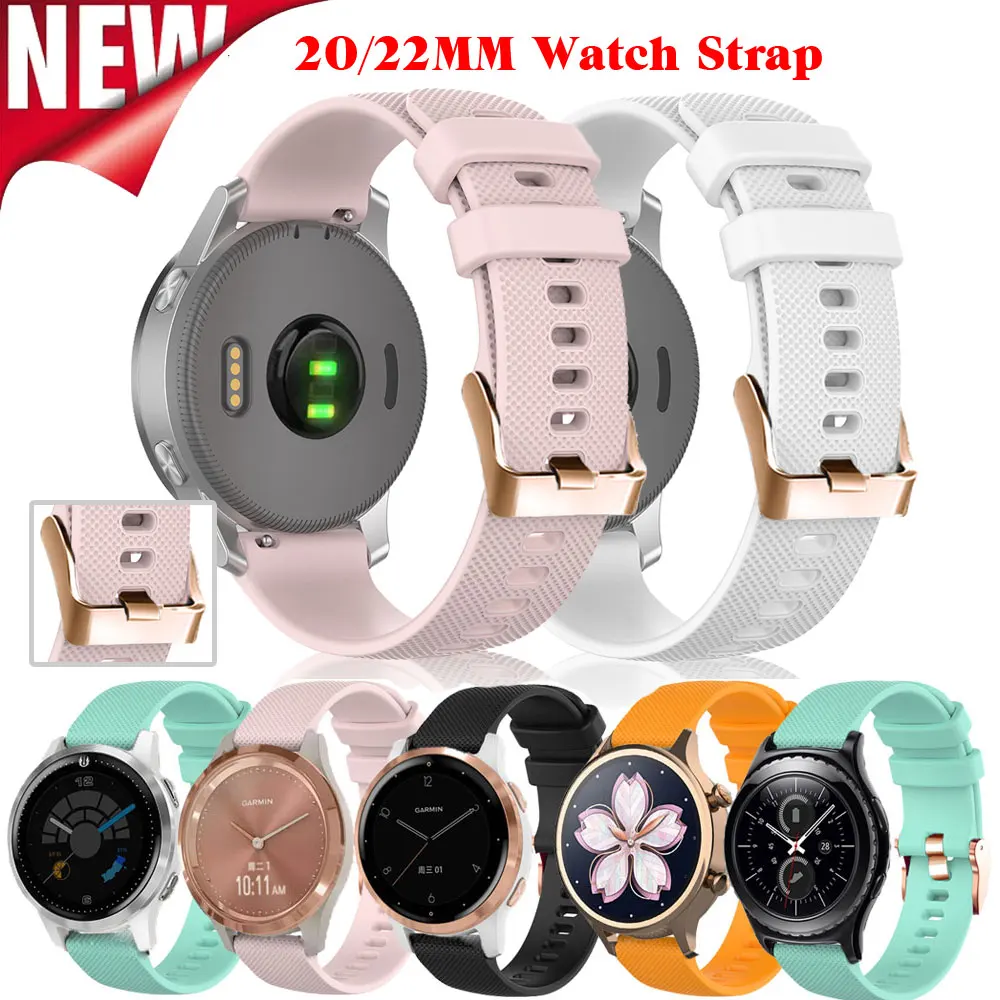 

Ремешок силиконовый для Samsung Galaxy Watch 2/42 мм/Active 2/ Gear S2/Sport, браслет для Huawei GT 2 Amazfit GTR 42/GTS 2e, 18/20 мм