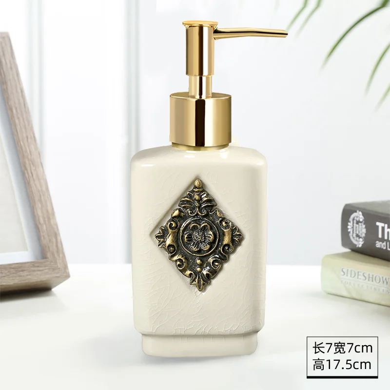 

Lotion bottle Ice cracked porcelain hand sanitizer Convenient bathroom soap dispenser High-end ceramics Suitable for hotel home