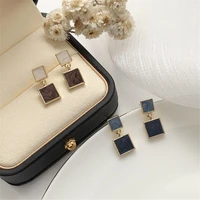 s925 new korean retro geometric square earrings simple and stylish womens earrings palace style 2020 jewelry